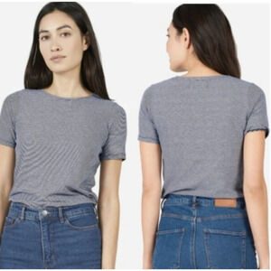 Everlane Microstripe Blue Striped T-Shirt